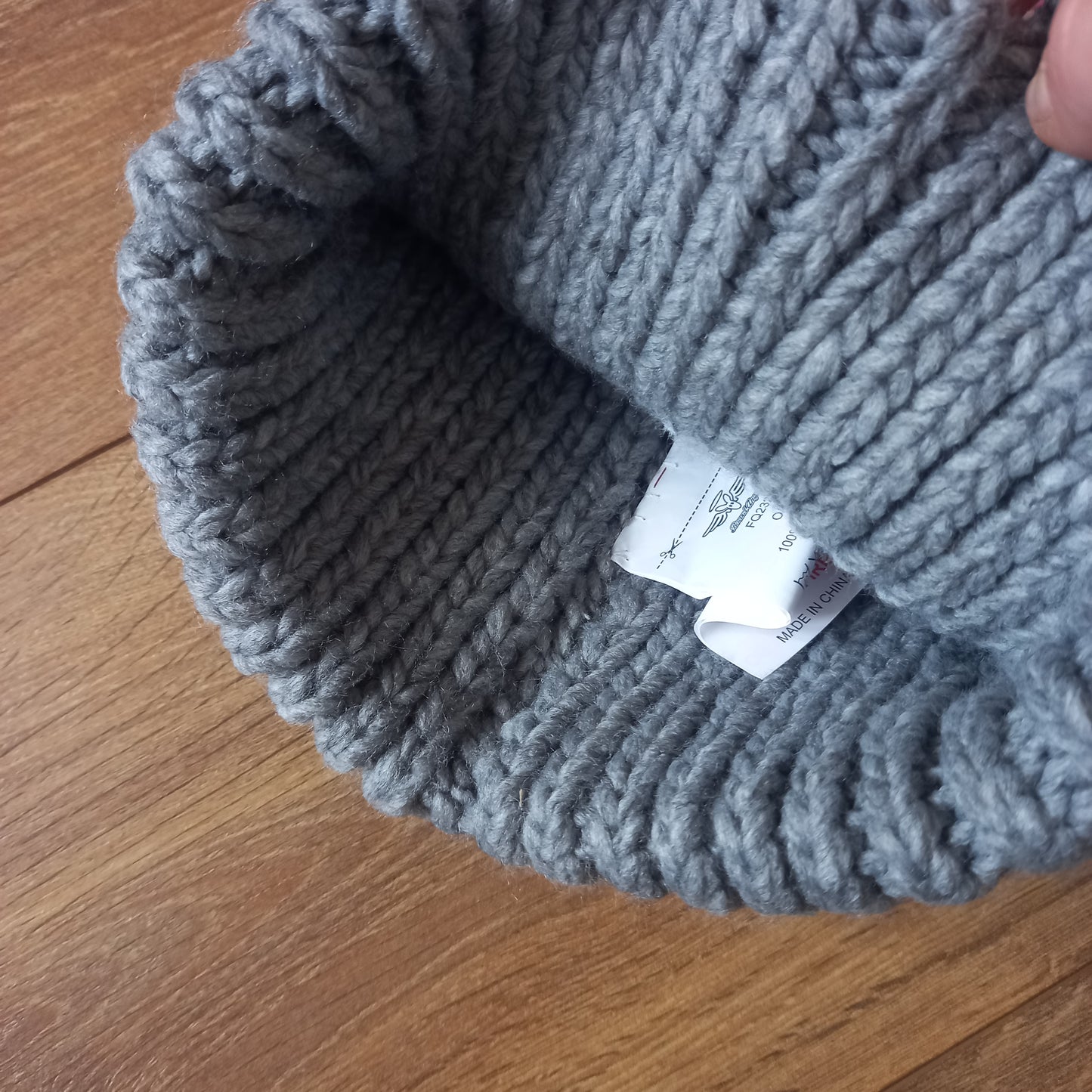 Board Angels Womens Rib Hat With Faux Fur Pom Pom Grey Marl