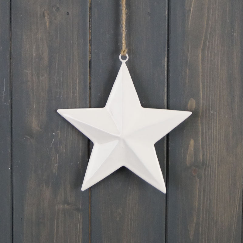Enamel White Hanging Star - 10cm or 15cm