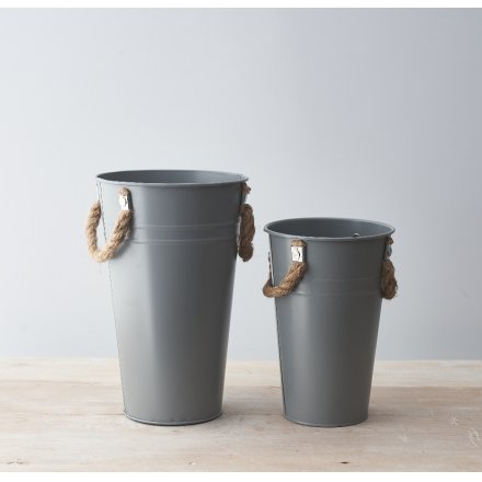 Grey Flower Bucket - 20cm or 25cm