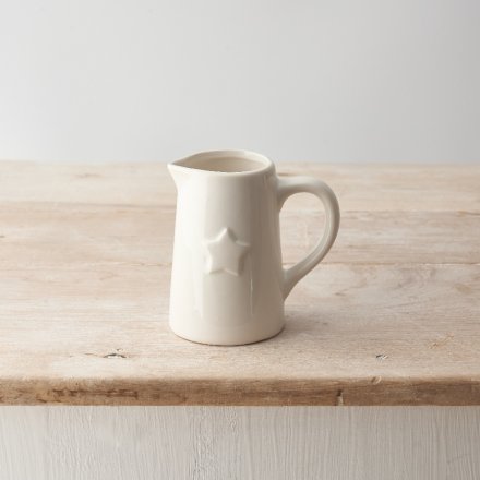 Ceramic White Jug With Star Detail - Small or Medium