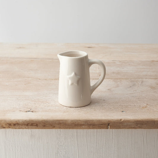 Ceramic White Jug With Star Detail - Small or Medium
