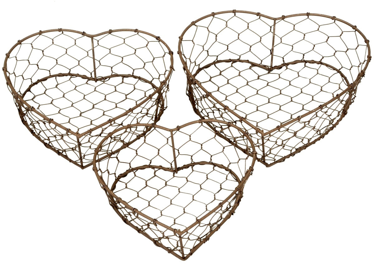 Wire Heart Baskets Set of 3