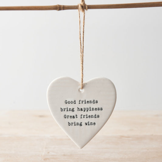 White Ceramic Hanging Hearts - Assorted Designs