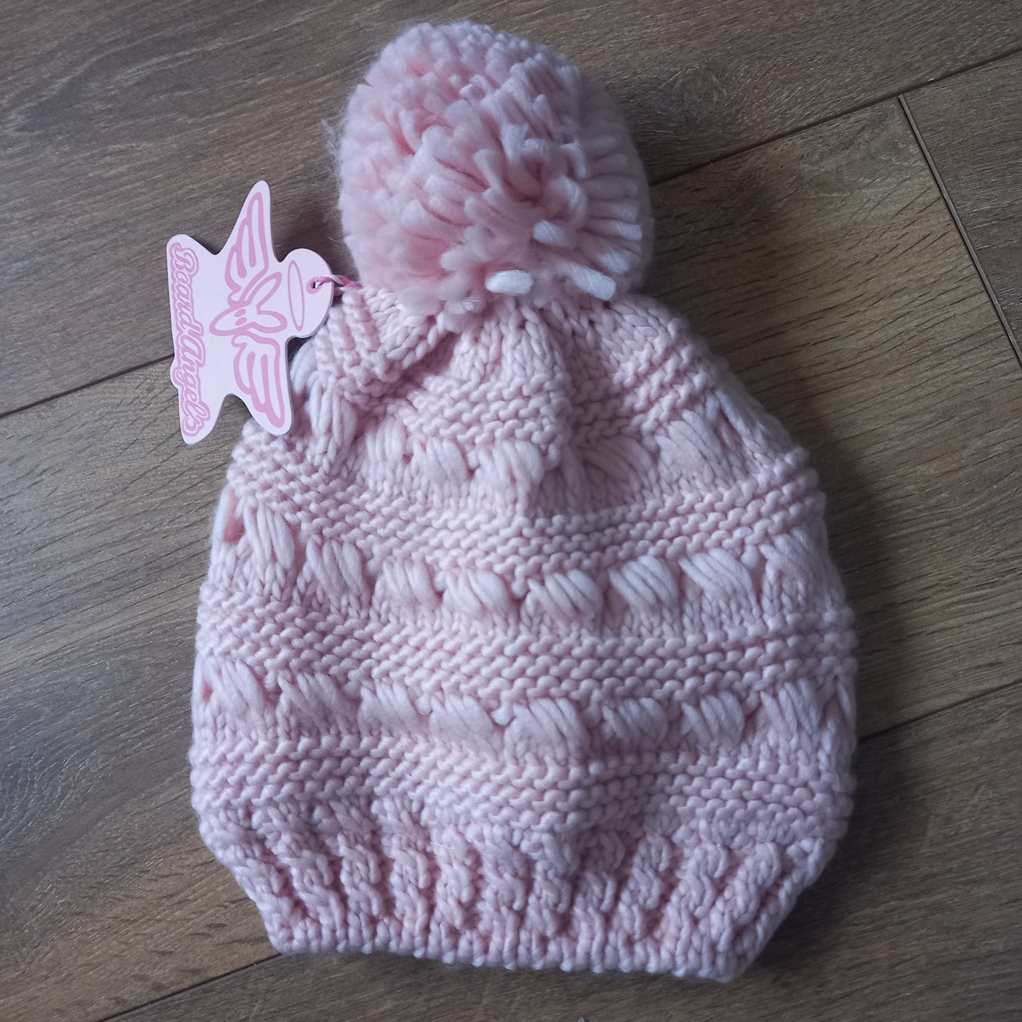 Board Angels Junior Cable Pom Pom Hat Pink