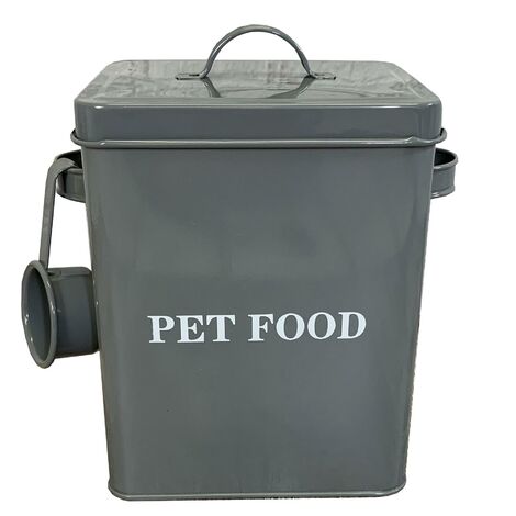 Pet Food Storage Tin in French Grey