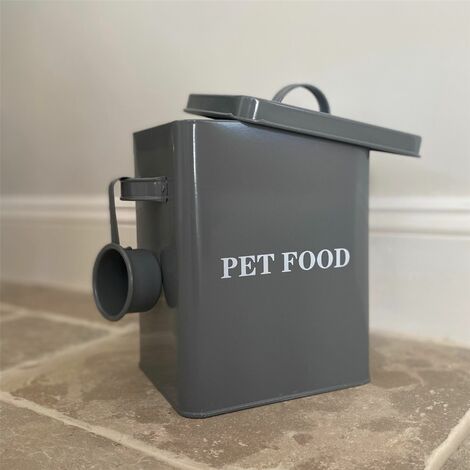 Pet Food Storage Tin in French Grey