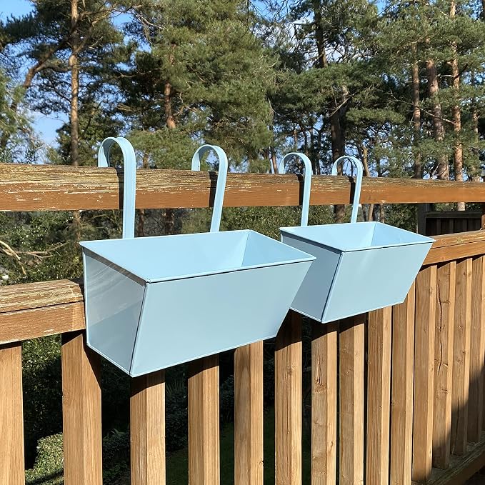 Duck Egg Blue Balcony Railing Planter