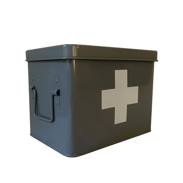 Medical Supplies Storage Tin in French Grey