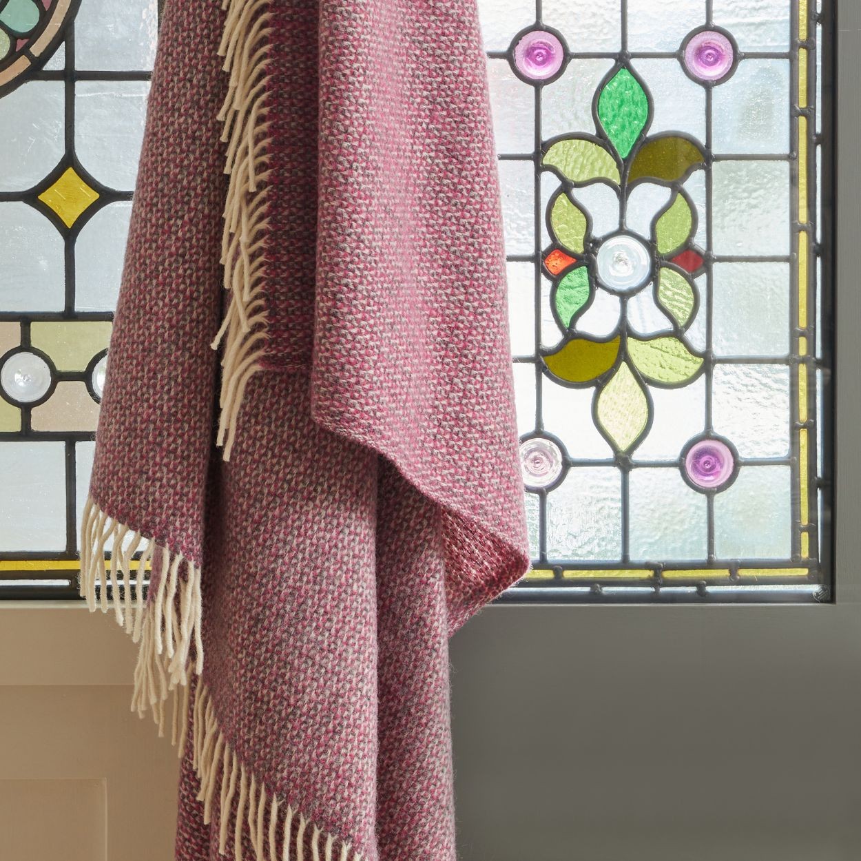 Illusion Pure New Wool Blanket  Grey & Pink