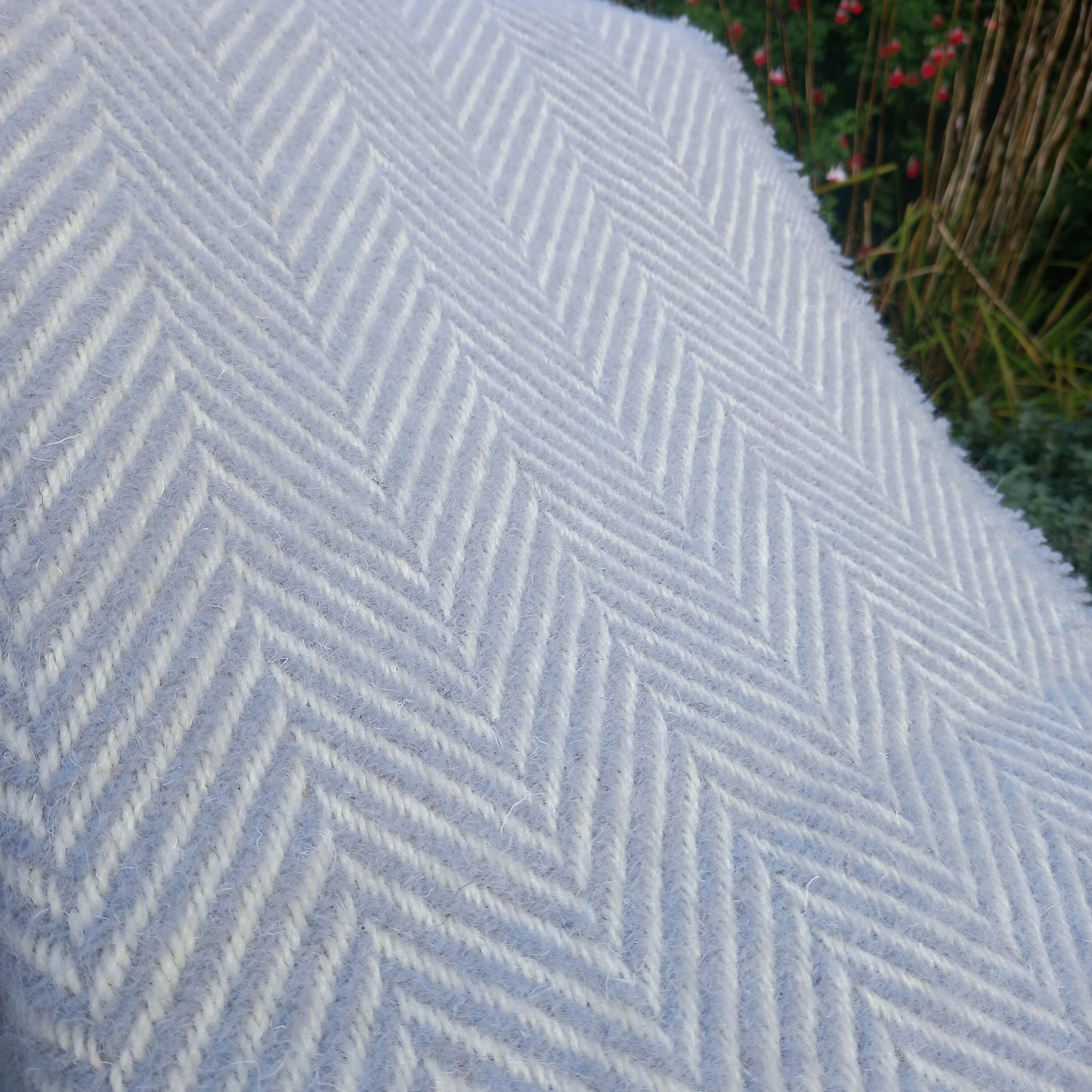 Chevron Tibet Throw - Dove Grey with Cream Fringe (200 x 146 cm)