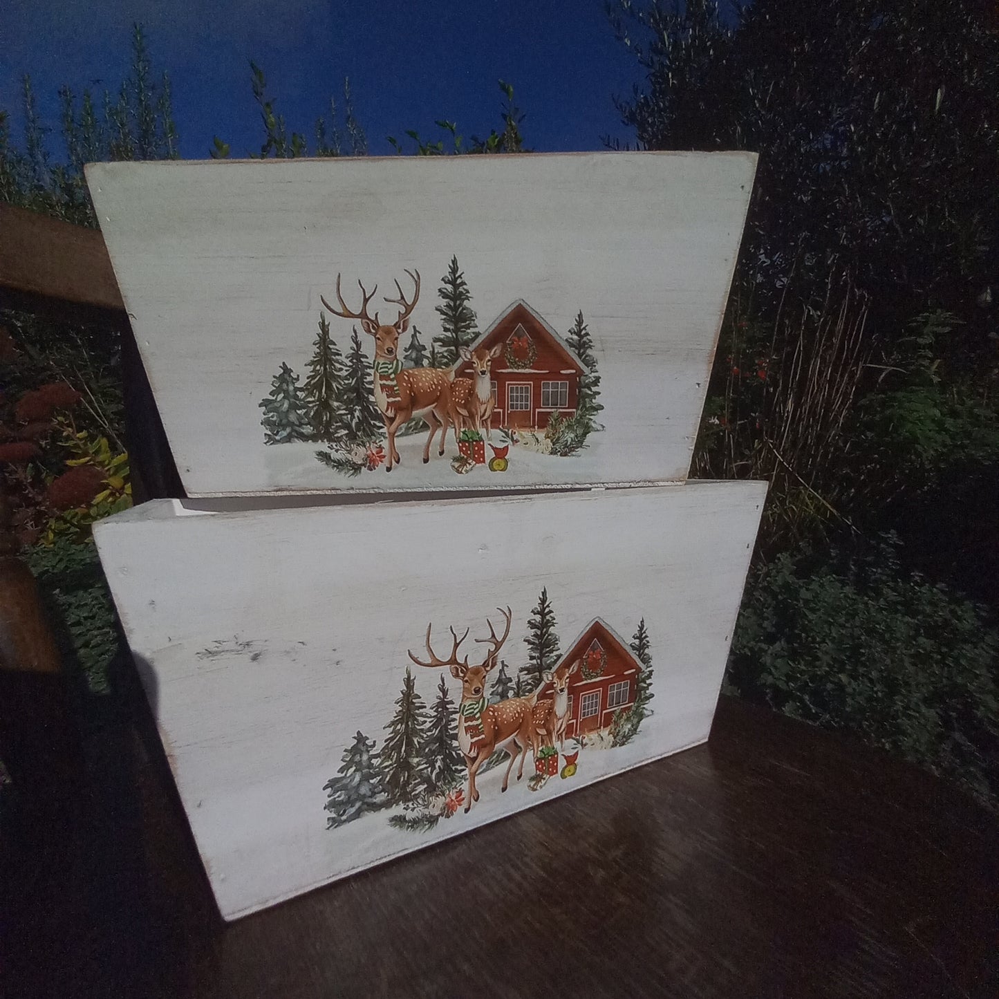 Wooden Trough Christmas Scene