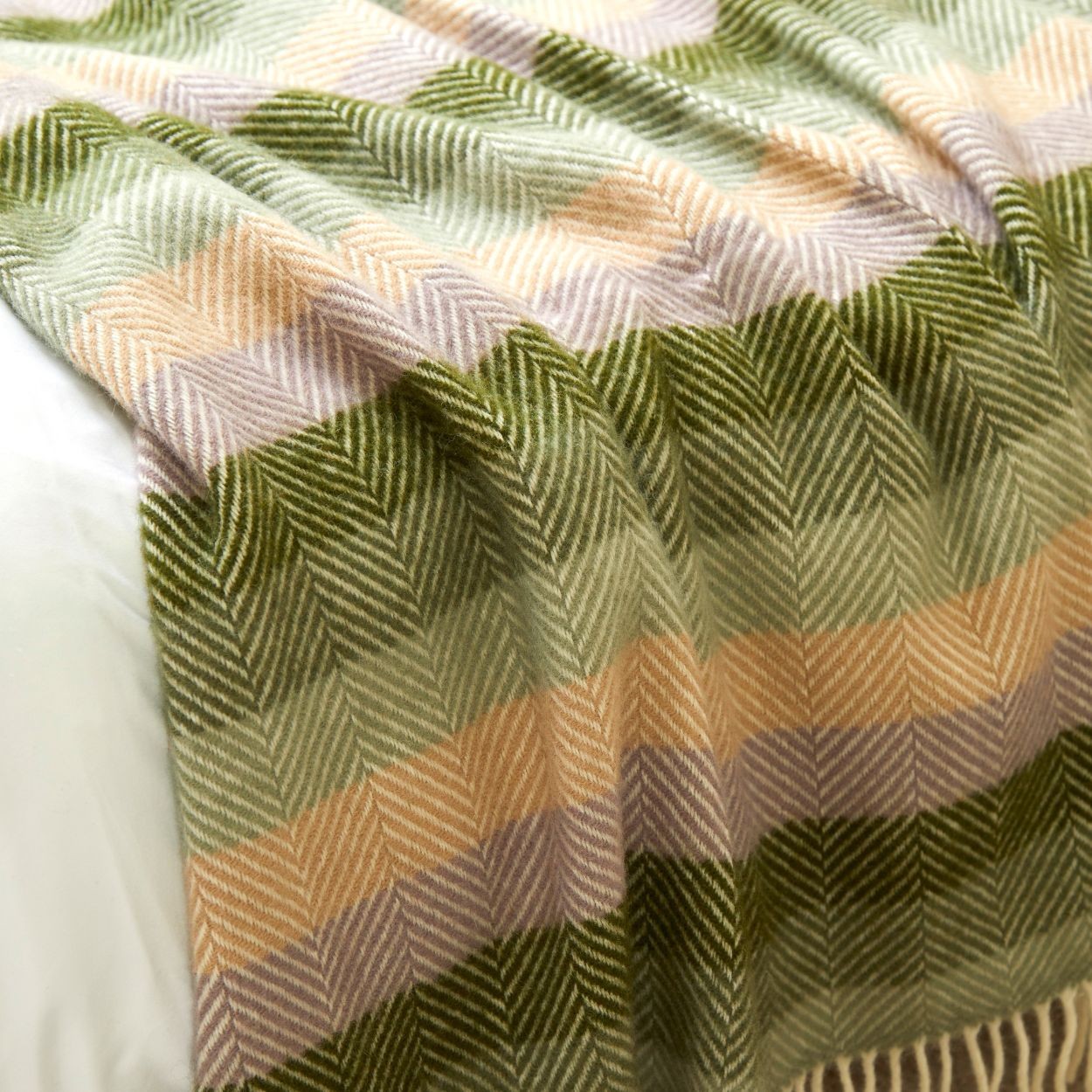 Stripe Pure New Wool Throw  Botanical