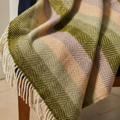Stripe Pure New Wool Throw  Botanical