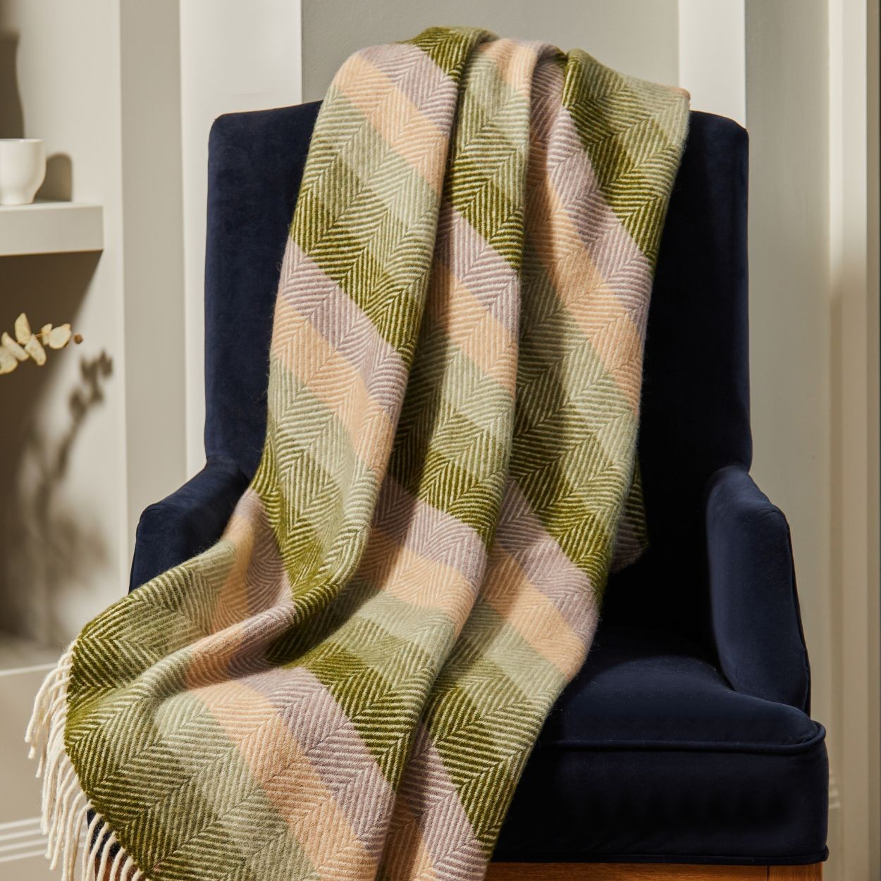 Stripe Pure New Wool Throw  Botanical