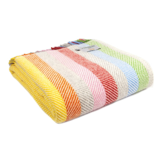 Rainbow Grey Stripe Blanket Stitch Throw