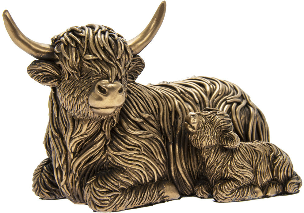 Bronzed Highland Cow & Calf