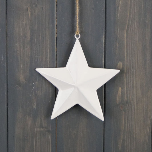 Enamel White Hanging Star - 10cm or 15cm