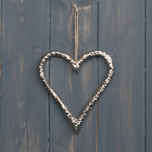 Hanging Silver Heart - 10cm or 15cm