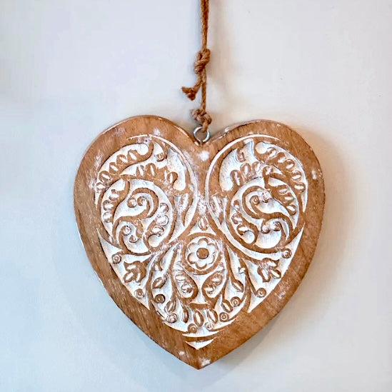 White Washed Wooden Heart 25cm