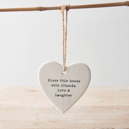 White Ceramic Hanging Hearts - Assorted Designs