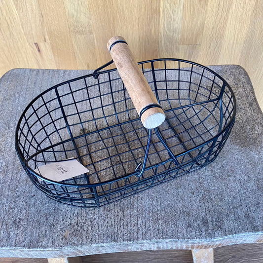 Wire Baskets with Bamboo Handles - Assorted Shapes