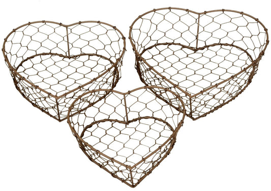 Wire Heart Baskets Set of 3